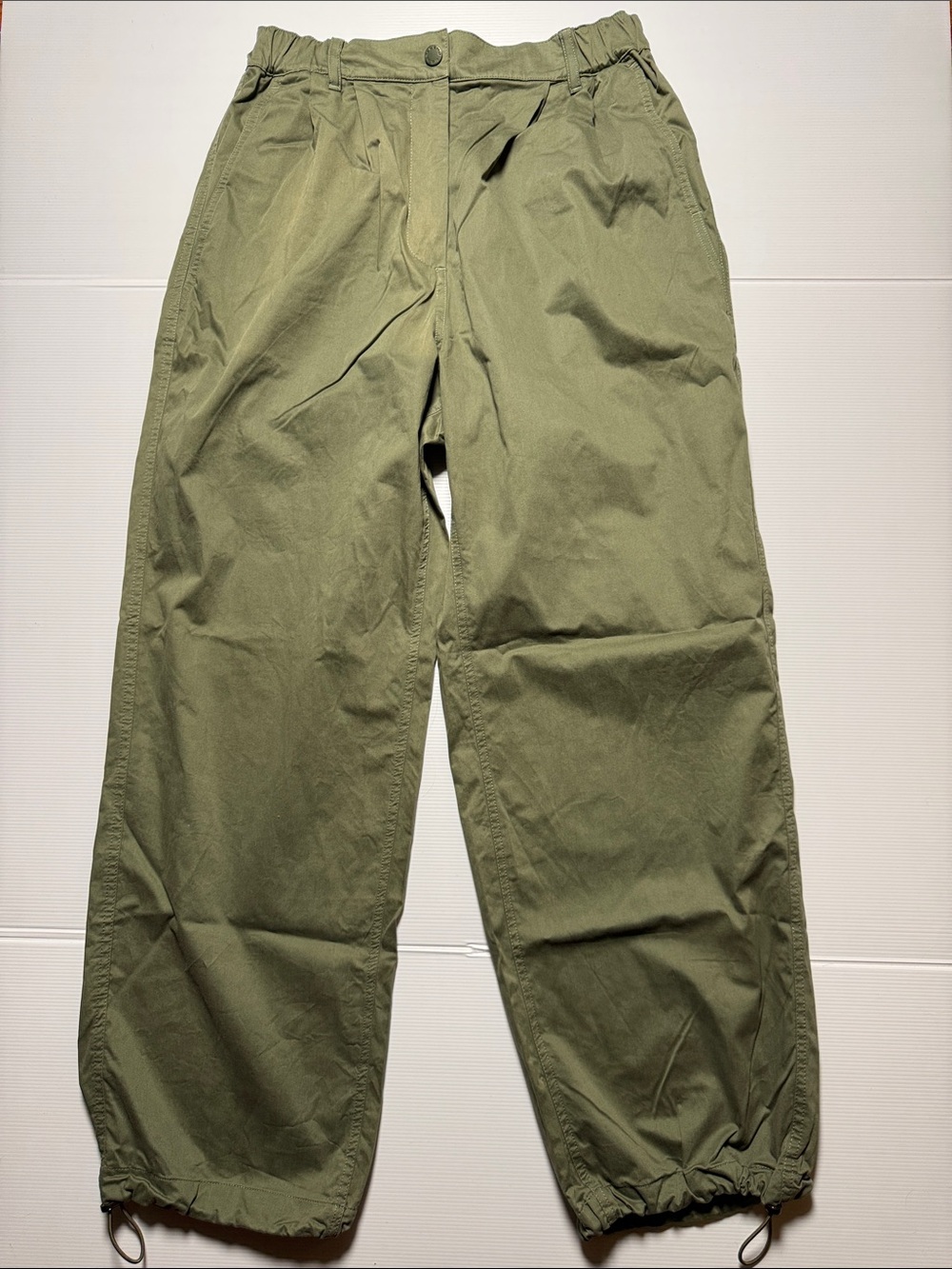 WEEKEND MAX MARA Women's Olive Green Drawstring Hem Relaxed Wide Leg Pants M/L